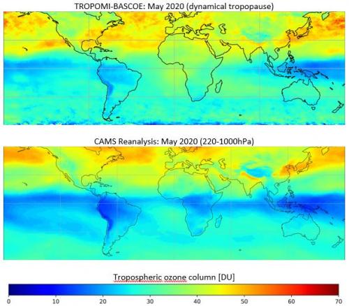 Cartes mondiales approches d'assimilation de données TROPOMI BASCOE et CAMS