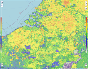 Emissions de méthane en Belgique 1 km x 1 km