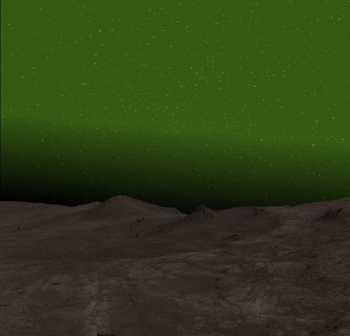 Artist’s impression of what nightglow might look like to an astronaut in the polar winter regions of Mars at night. 