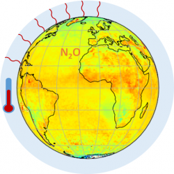 World map N2O average partial column 2019