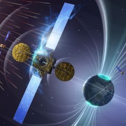 Décharge électrostatique sur un satellite dans l'espace